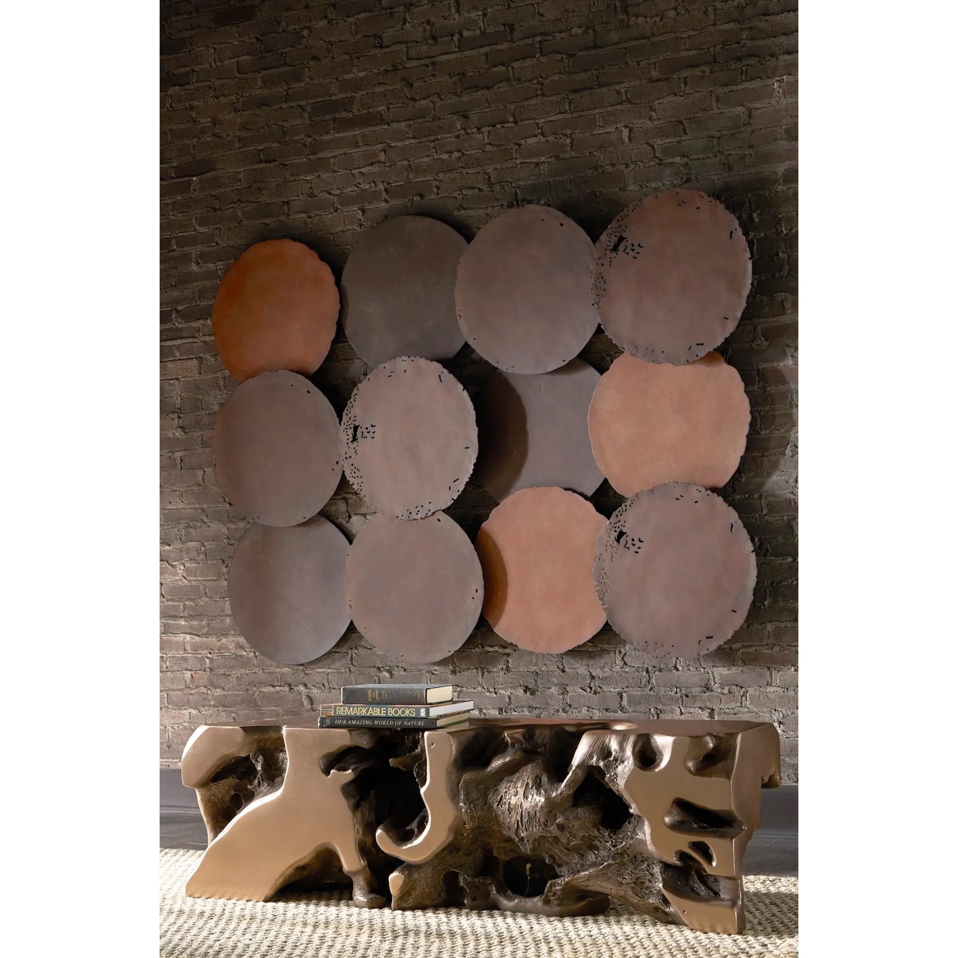 Galvanized Wall Discs (Set of 4) by Phillips Collection. Made from resin in a rustic style.