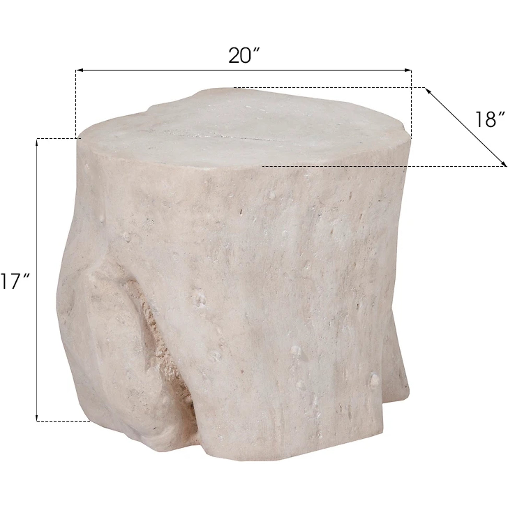 Log Roman Stone Stool by Phillips Collection in off white and roman stone. Made from resin composite in a eclectic & global style.