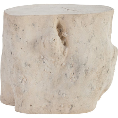Log Roman Stone Stool by Phillips Collection in off white and roman stone. Made from resin composite in a eclectic & global style.