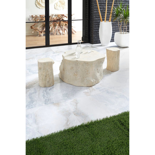 Log Roman Stone Coffee Table by Phillips Collection in off white and roman stone. Made from resin composite in a eclectic & global style.