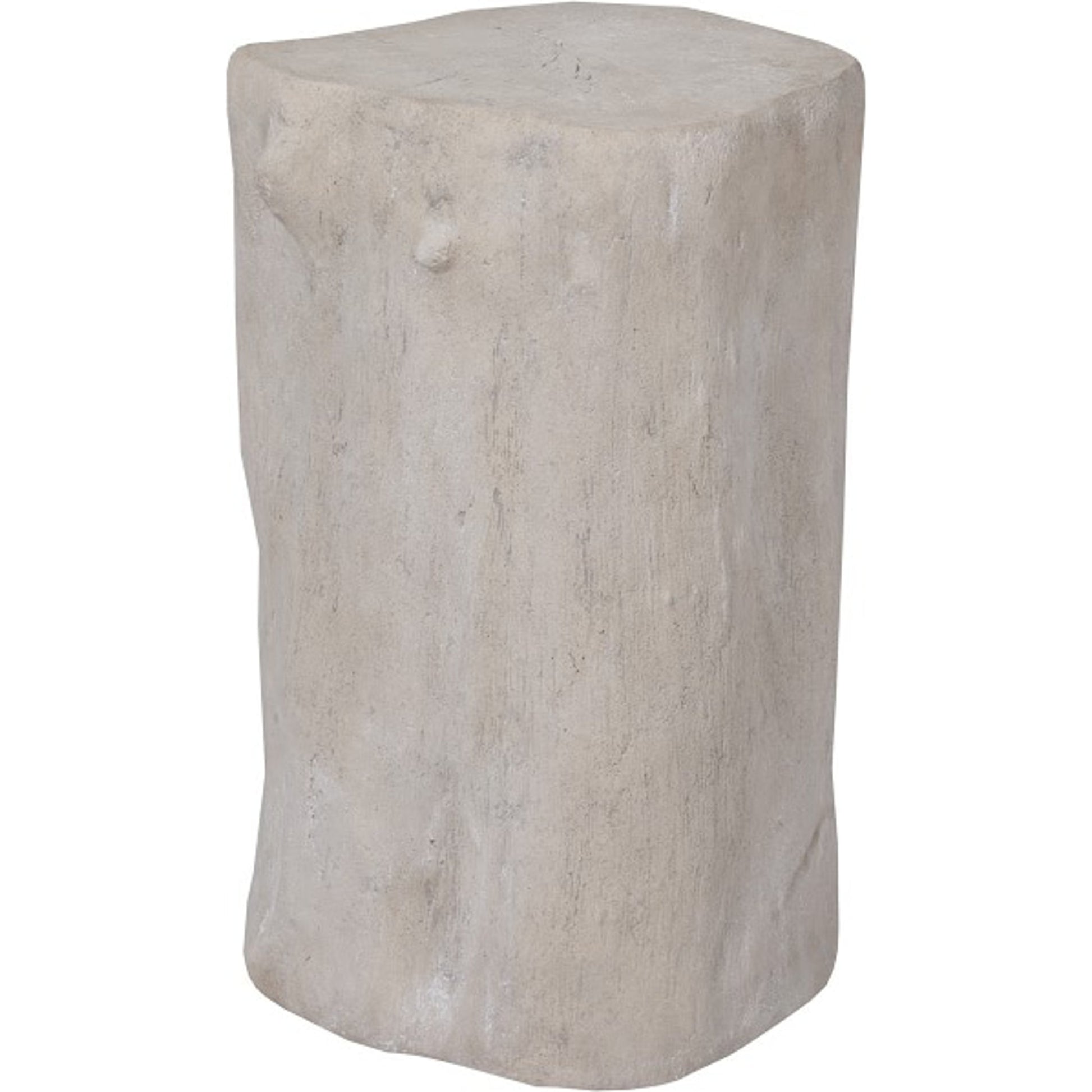 Log Roman Stone Stool by Phillips Collection in off white and roman stone. Made from resin composite in a eclectic & global style.