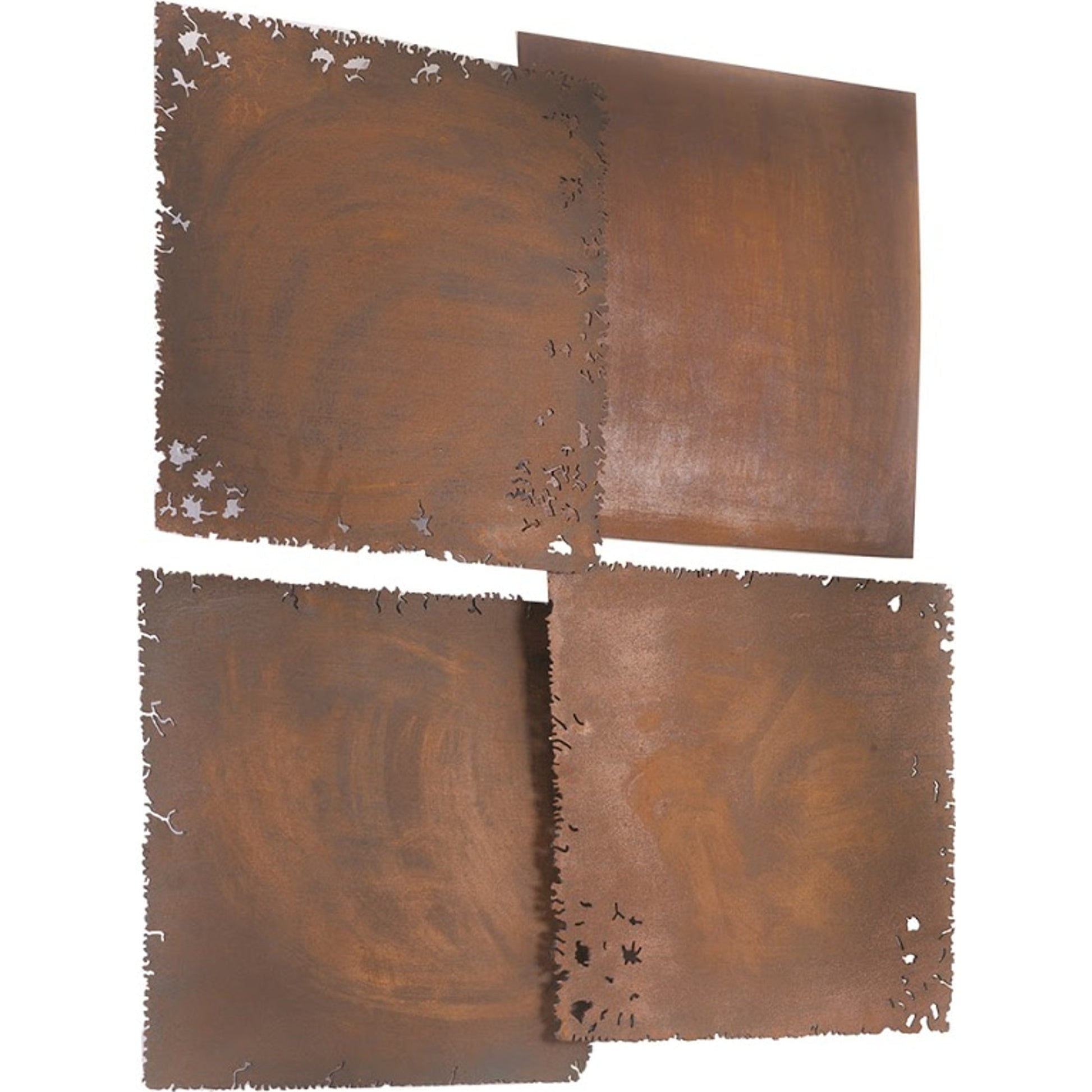 Galvanized Square Wall Tiles (Set of 4) by Phillips Collection in brown and rust. Made from resin in a modern style.