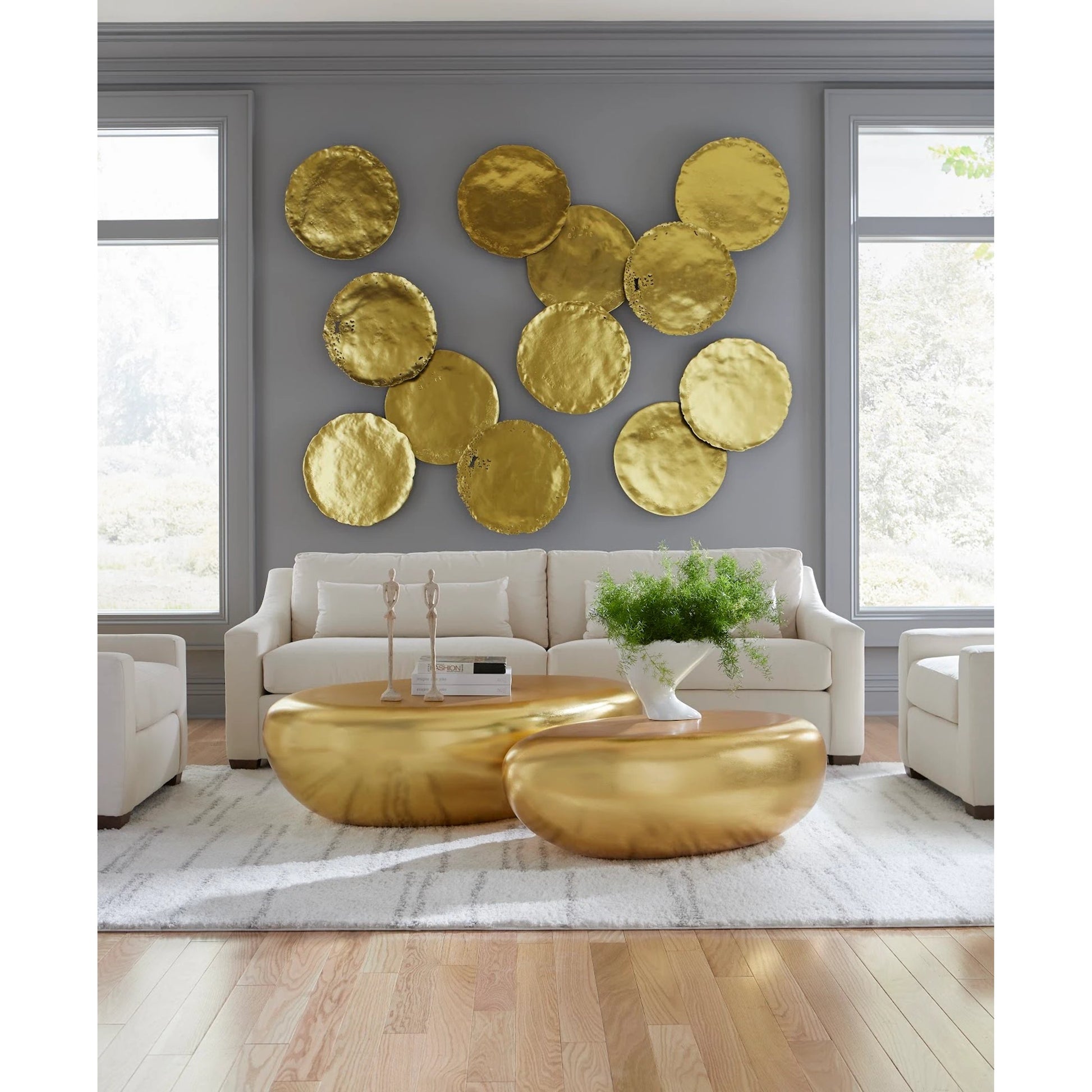 Galvanized Wall Discs (Set of 4) by Phillips Collection. Made from resin in a rustic style.