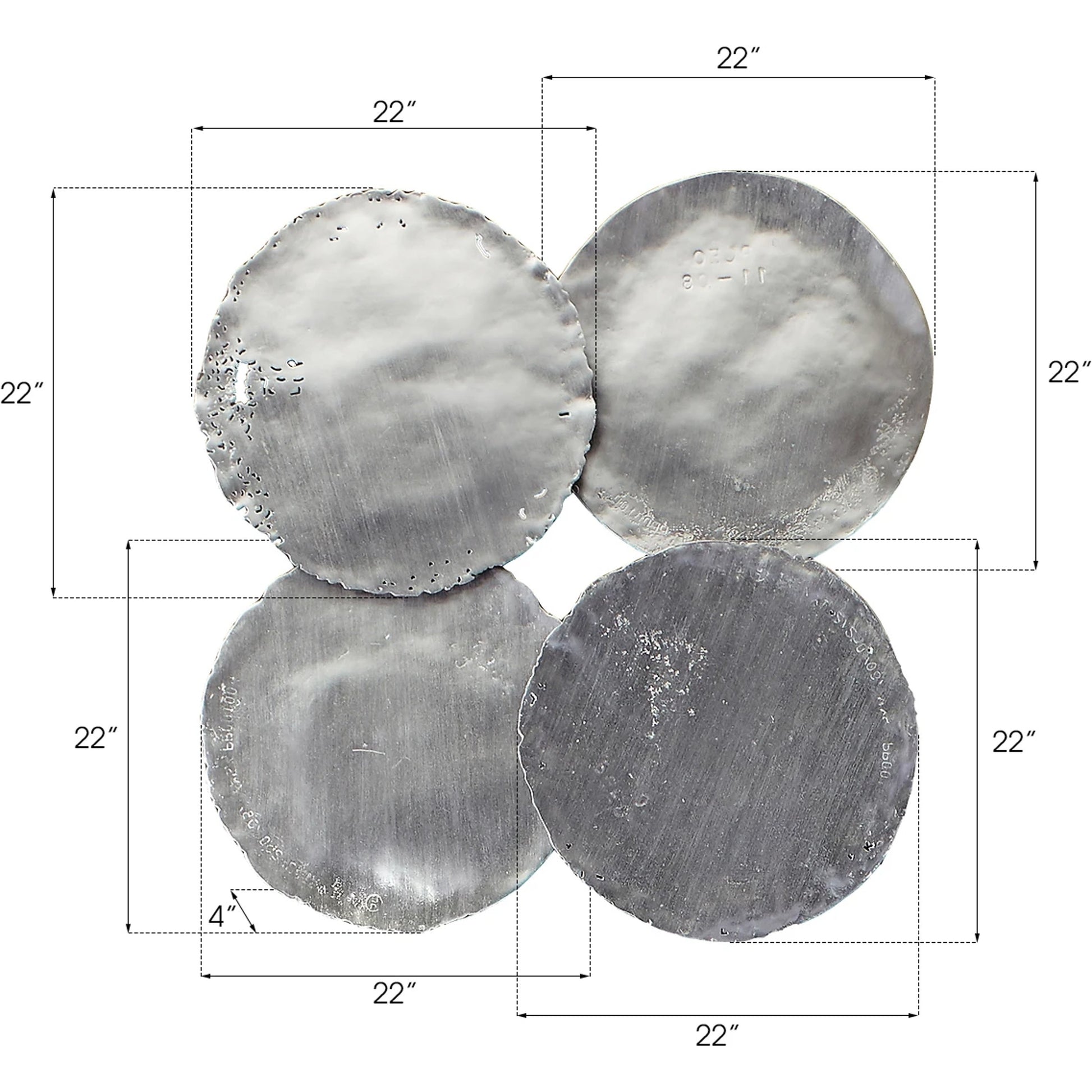 Galvanized Wall Discs (Set of 4) by Phillips Collection. Made from resin in a rustic style.