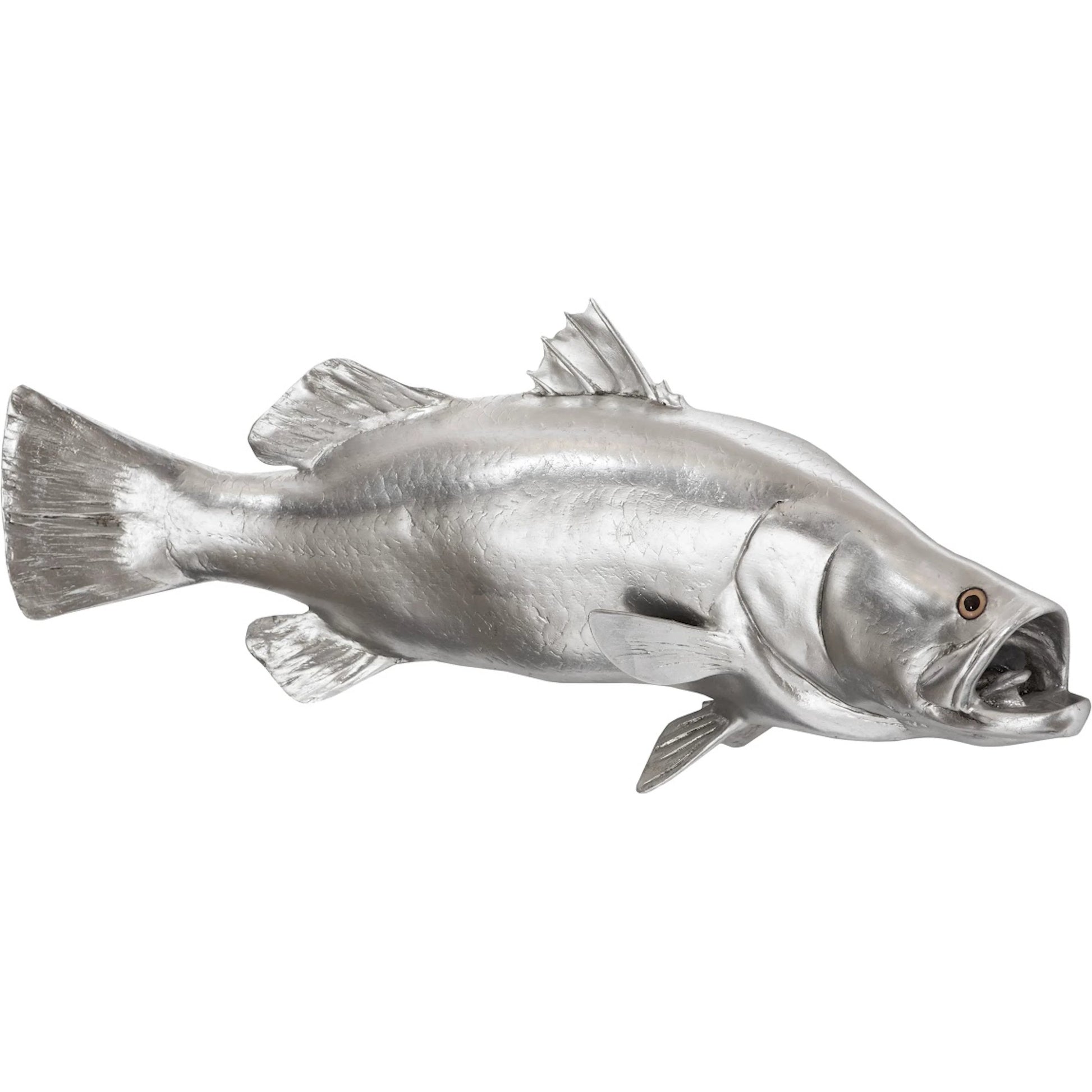 Barramundi Fish by Phillips Collection in silver and silver leaf. Made from resin in a coastal style.