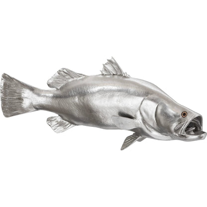 Barramundi Fish by Phillips Collection in silver and silver leaf. Made from resin in a coastal style.