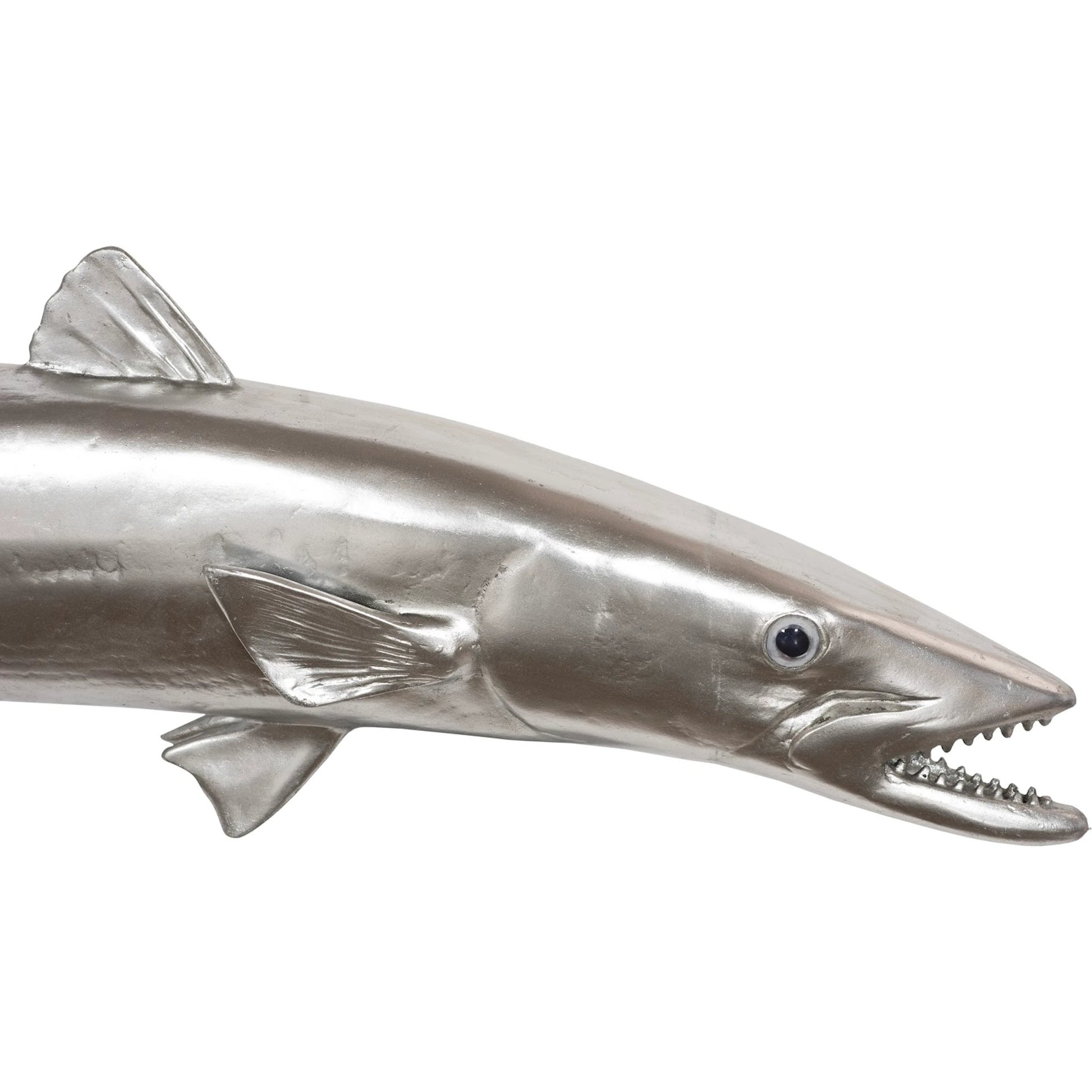 Barracuda Fish by Phillips Collection in silver. Made from resin in a coastal style.