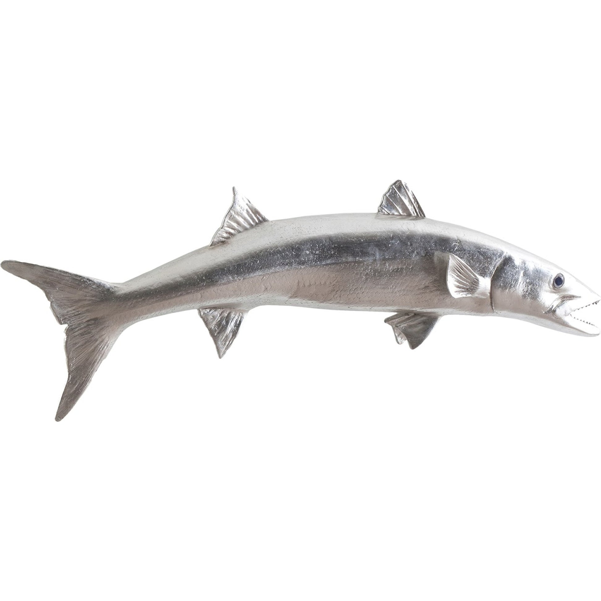 Barracuda Fish by Phillips Collection in silver. Made from resin in a coastal style.