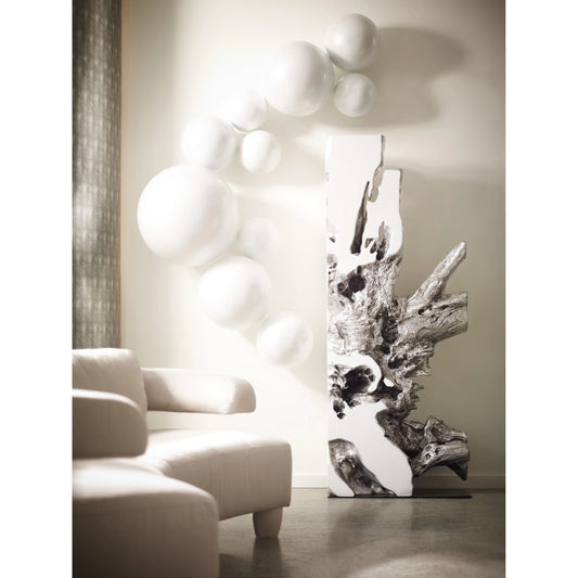 Freeform Sculpture by Phillips Collection in white, silver and silver leaf, glossy lacquer. Made from resin in a modern style.