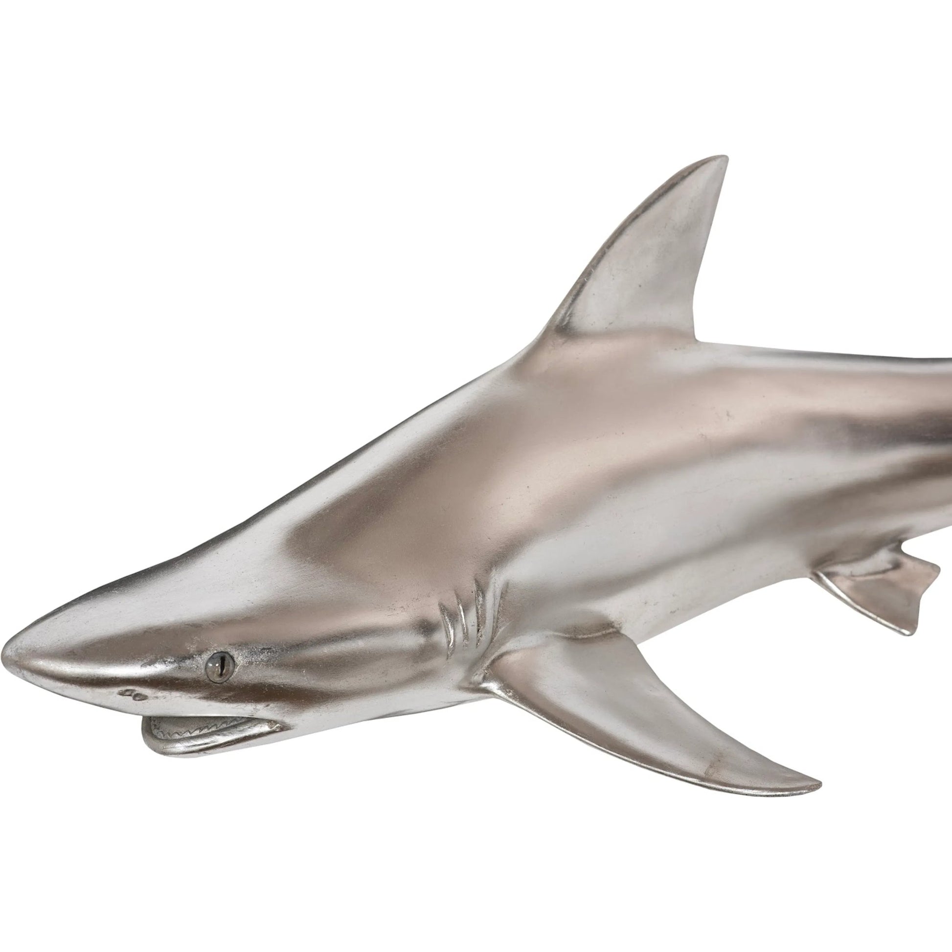 Black Tip Reef Shark by Phillips Collection in silver. Made from resin in a coastal style.