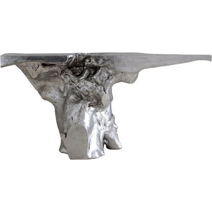 Crown Console by Phillips Collection in silver and silver leaf. Made from resin in a modern style.