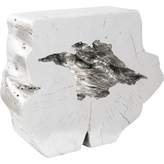 Freedom Console by Phillips Collection in silver leaf. Made from resin in a modern style.