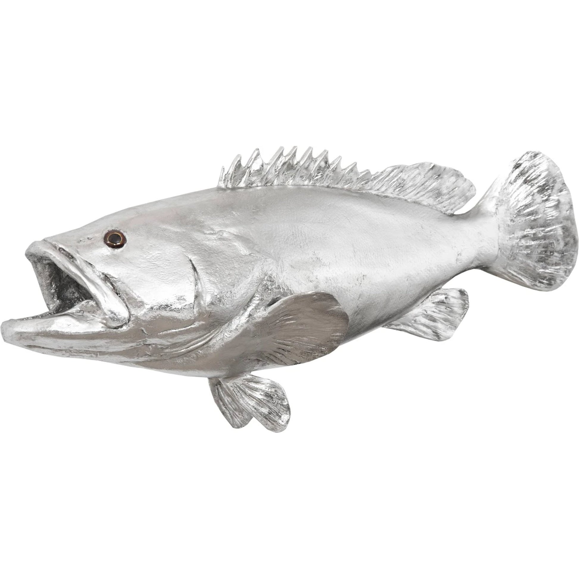 Estuary Cod Fish by Phillips Collection in silver. Made from resin in a coastal style.