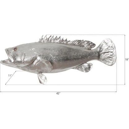 Estuary Cod Fish by Phillips Collection in silver. Made from resin in a coastal style.