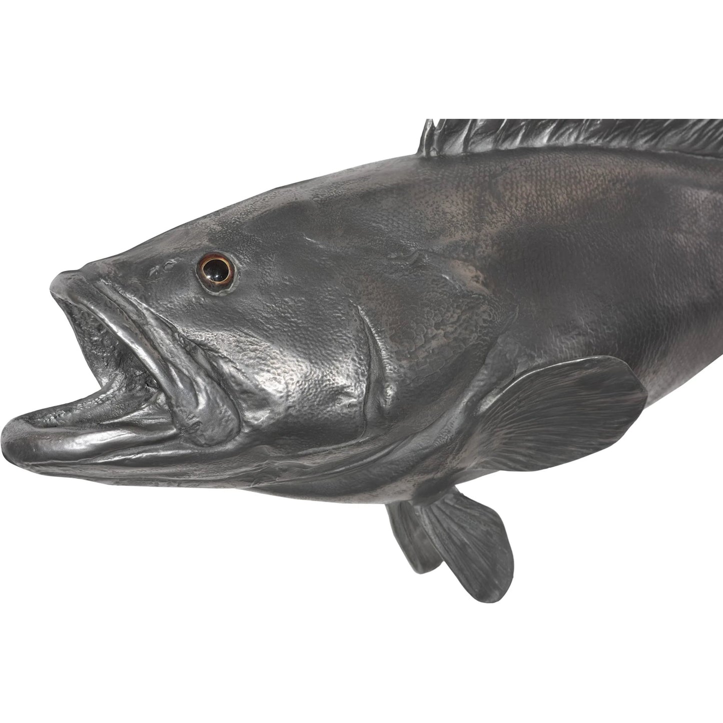 008 SR-820358 | Closeup | Estuary Cod Fish by Phillips Collection in silver. Made from resin in a coastal style.