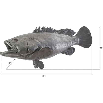 Estuary Cod Fish by Phillips Collection in silver. Made from resin in a coastal style.