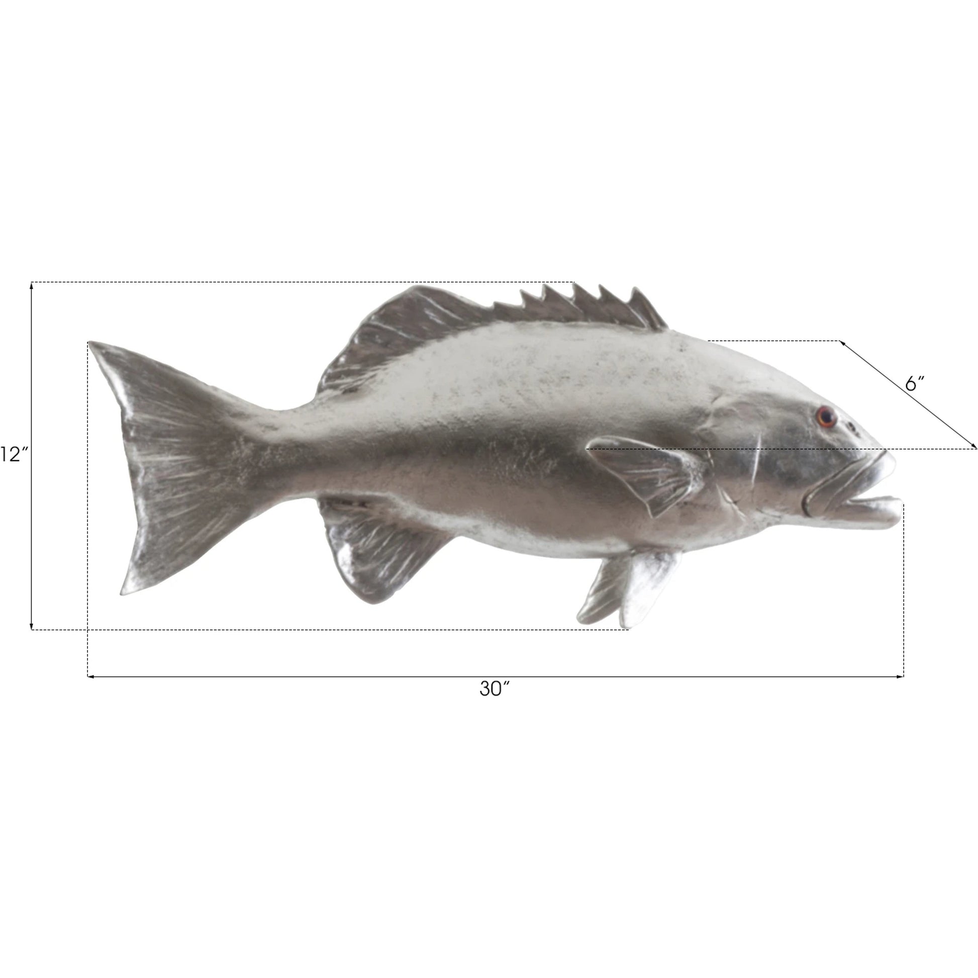 Coral Trout Fish by Phillips Collection in silver. Made from resin in a coastal style.