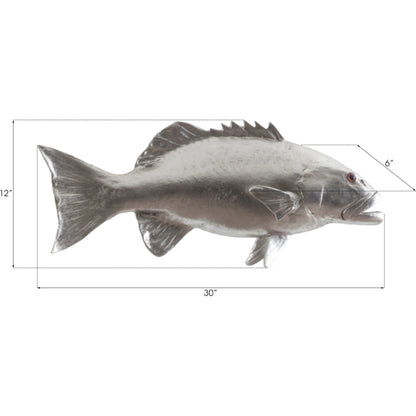 Coral Trout Fish by Phillips Collection in silver. Made from resin in a coastal style.