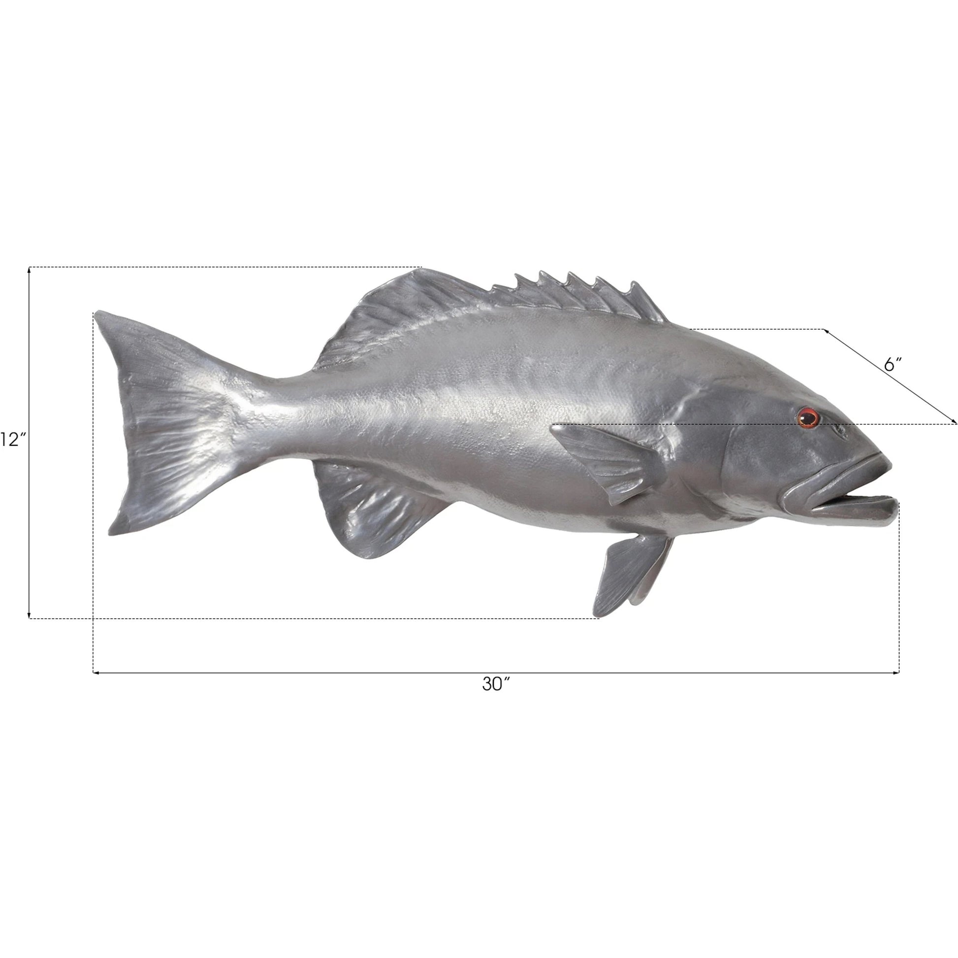 Coral Trout Fish by Phillips Collection in silver. Made from resin in a coastal style.