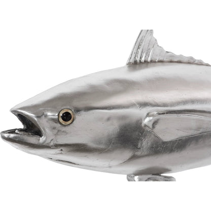 Bluefin Tuna Fish by Phillips Collection in silver. Made from resin in a coastal style.