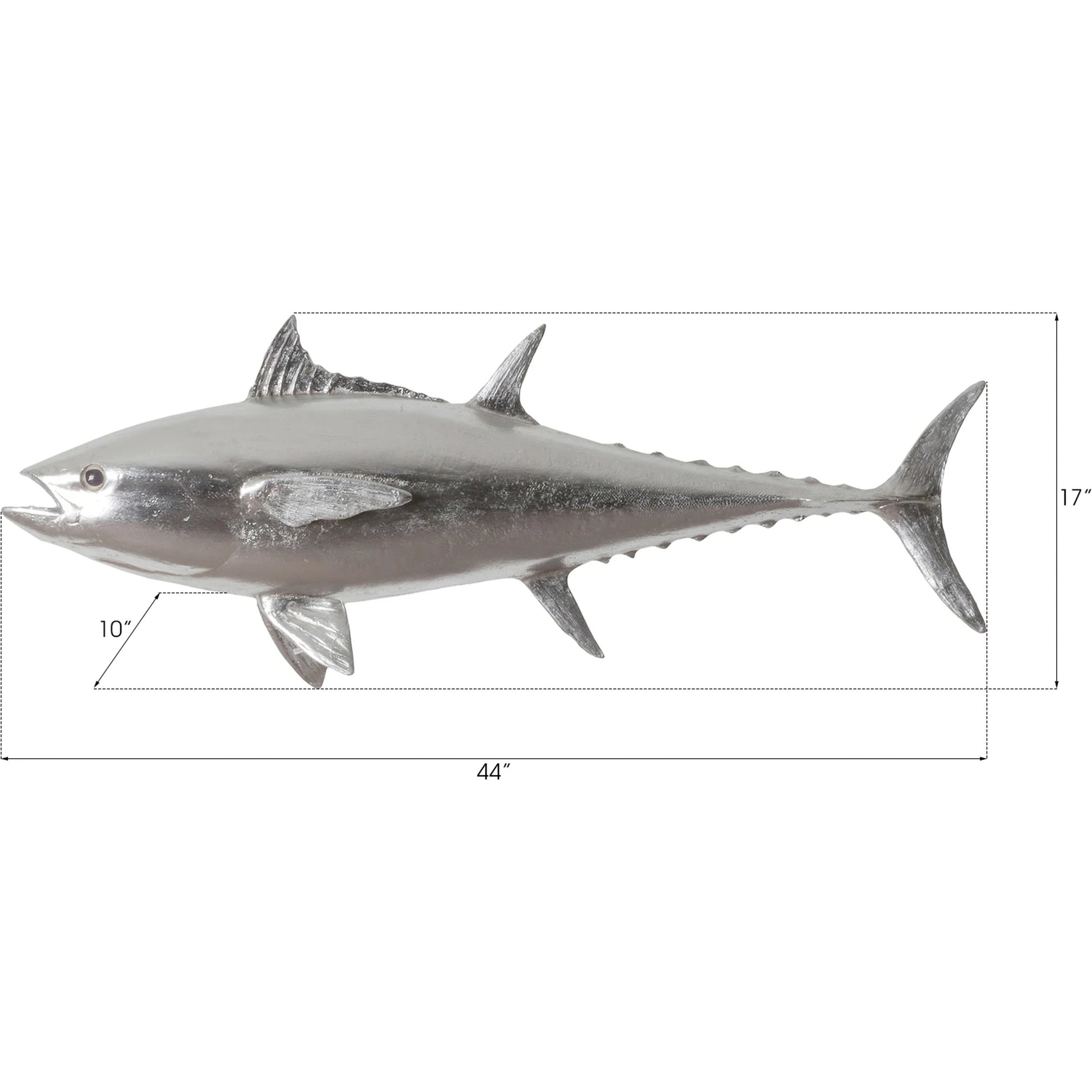 Bluefin Tuna Fish by Phillips Collection in silver. Made from resin in a coastal style.