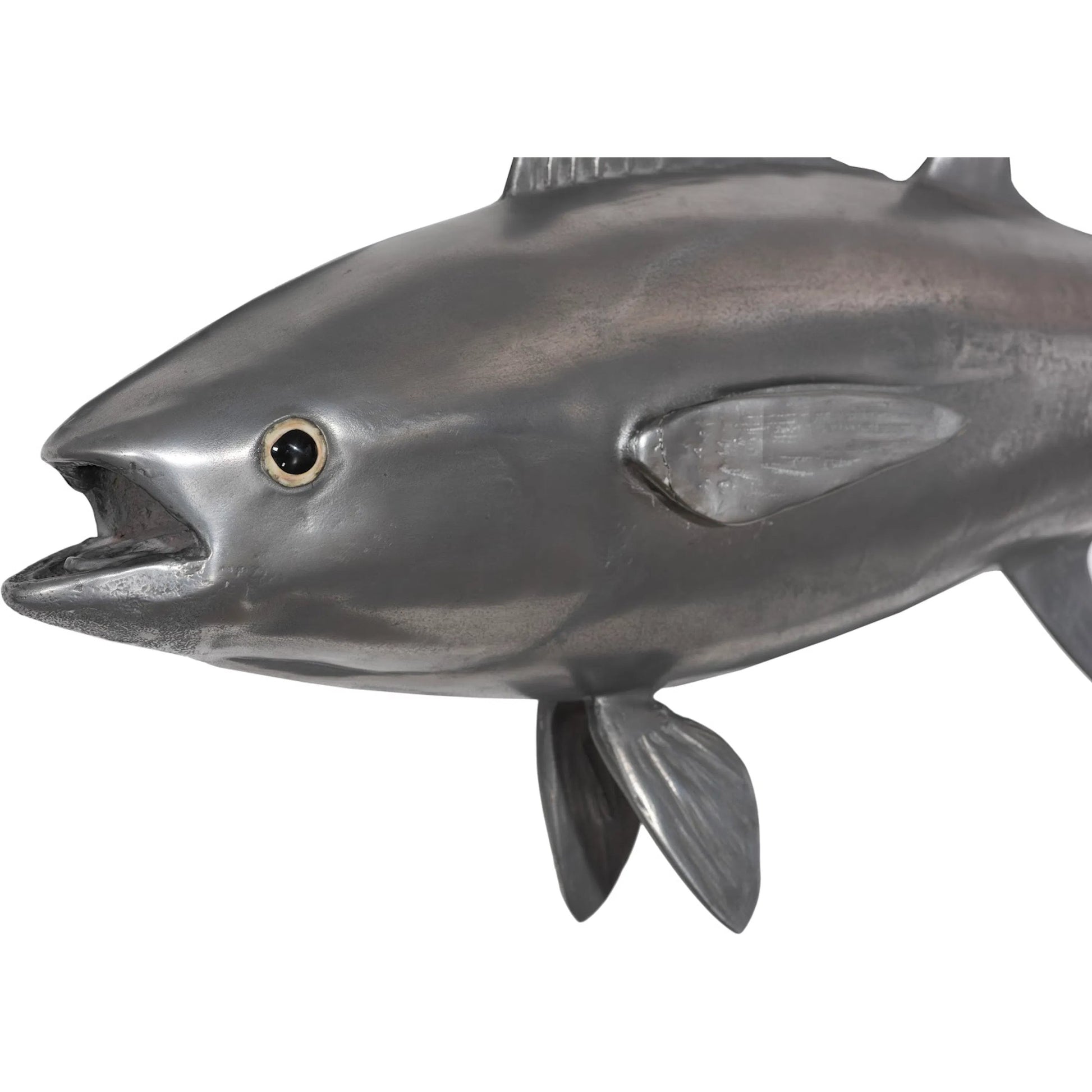 Bluefin Tuna Fish by Phillips Collection in silver. Made from resin in a coastal style.