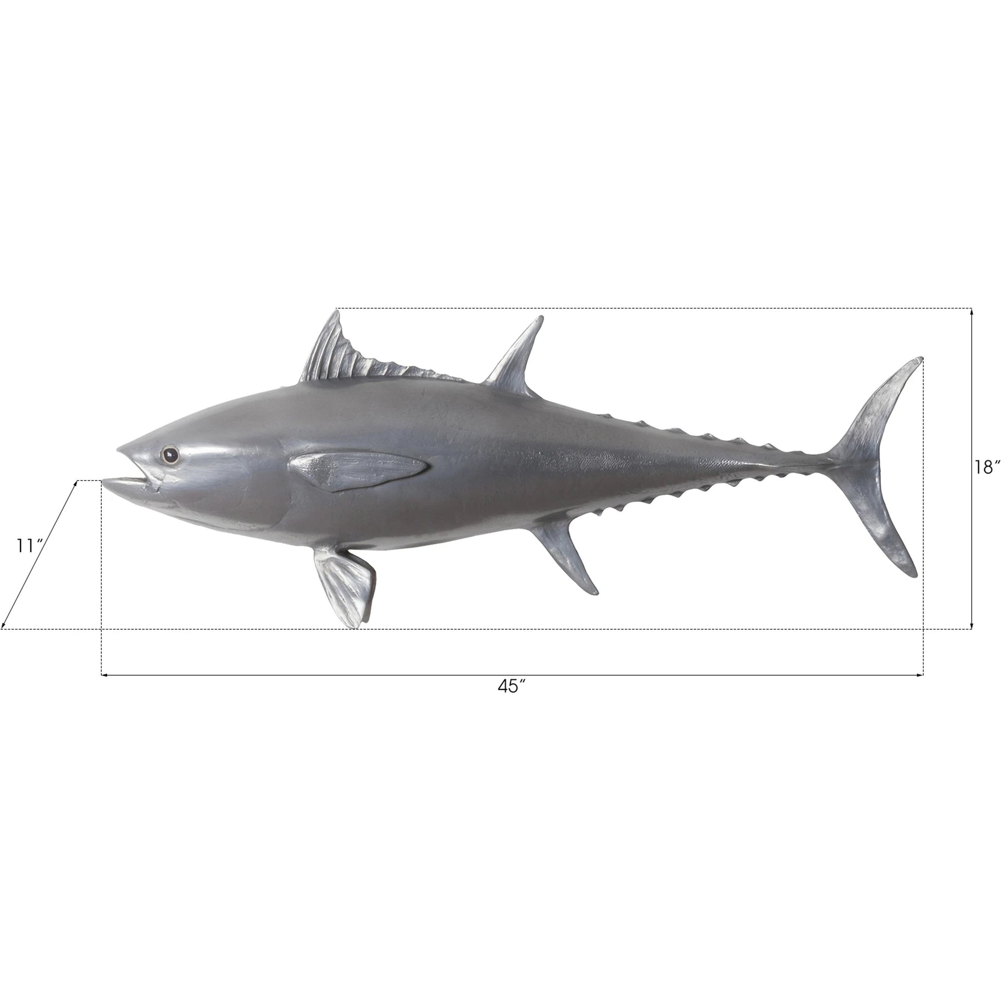 Bluefin Tuna Fish by Phillips Collection in silver. Made from resin in a coastal style.