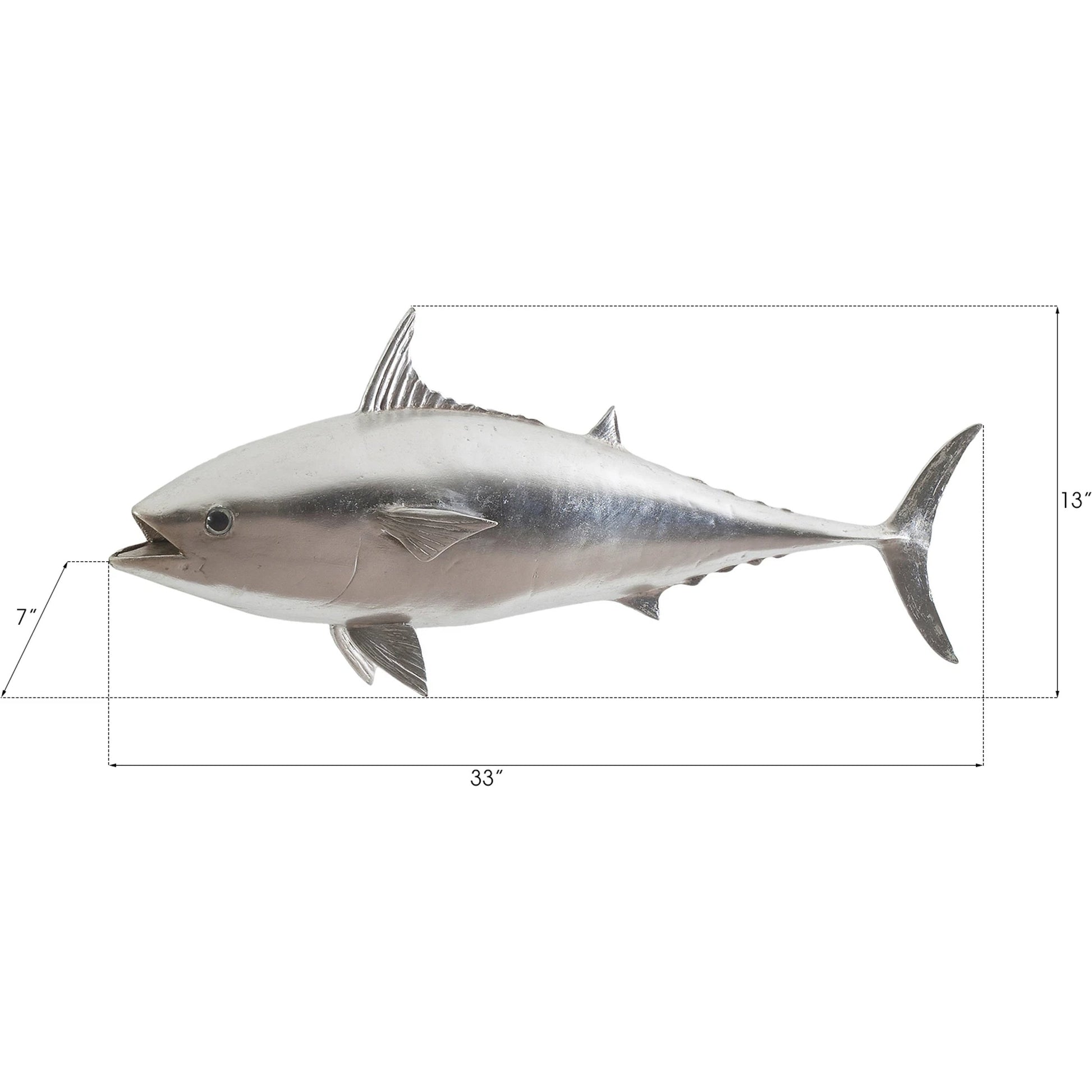 Mackerel Fish by Phillips Collection in silver. Made from resin in a coastal style.