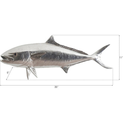 Yellow Tailed King Fish by Phillips Collection in silver. Made from resin in a coastal style.
