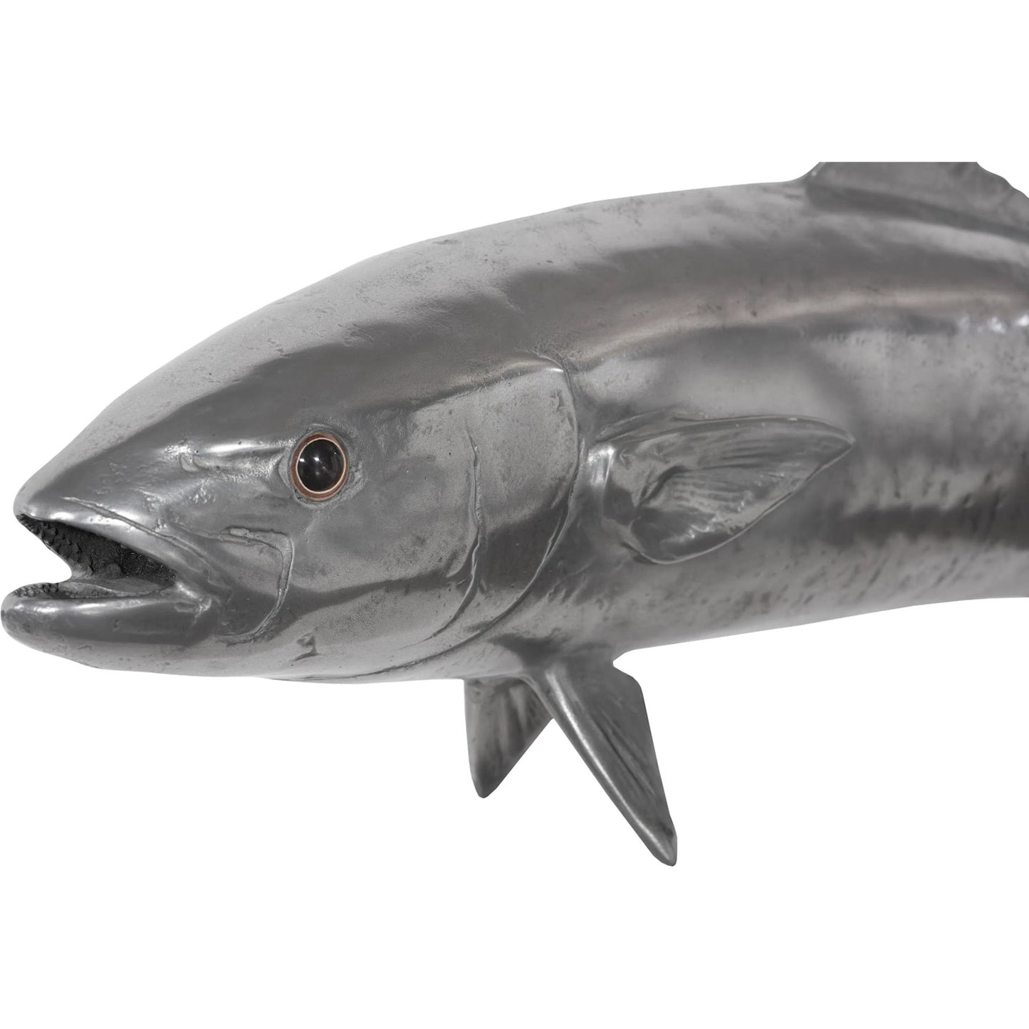 004 SR-821114 | Closeup | Yellow Tailed King Fish by Phillips Collection in silver. Made from resin in a coastal style.