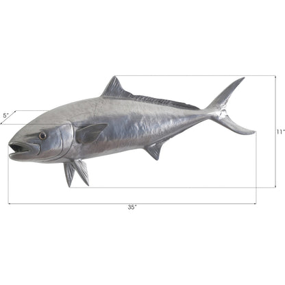 Yellow Tailed King Fish by Phillips Collection in silver. Made from resin in a coastal style.