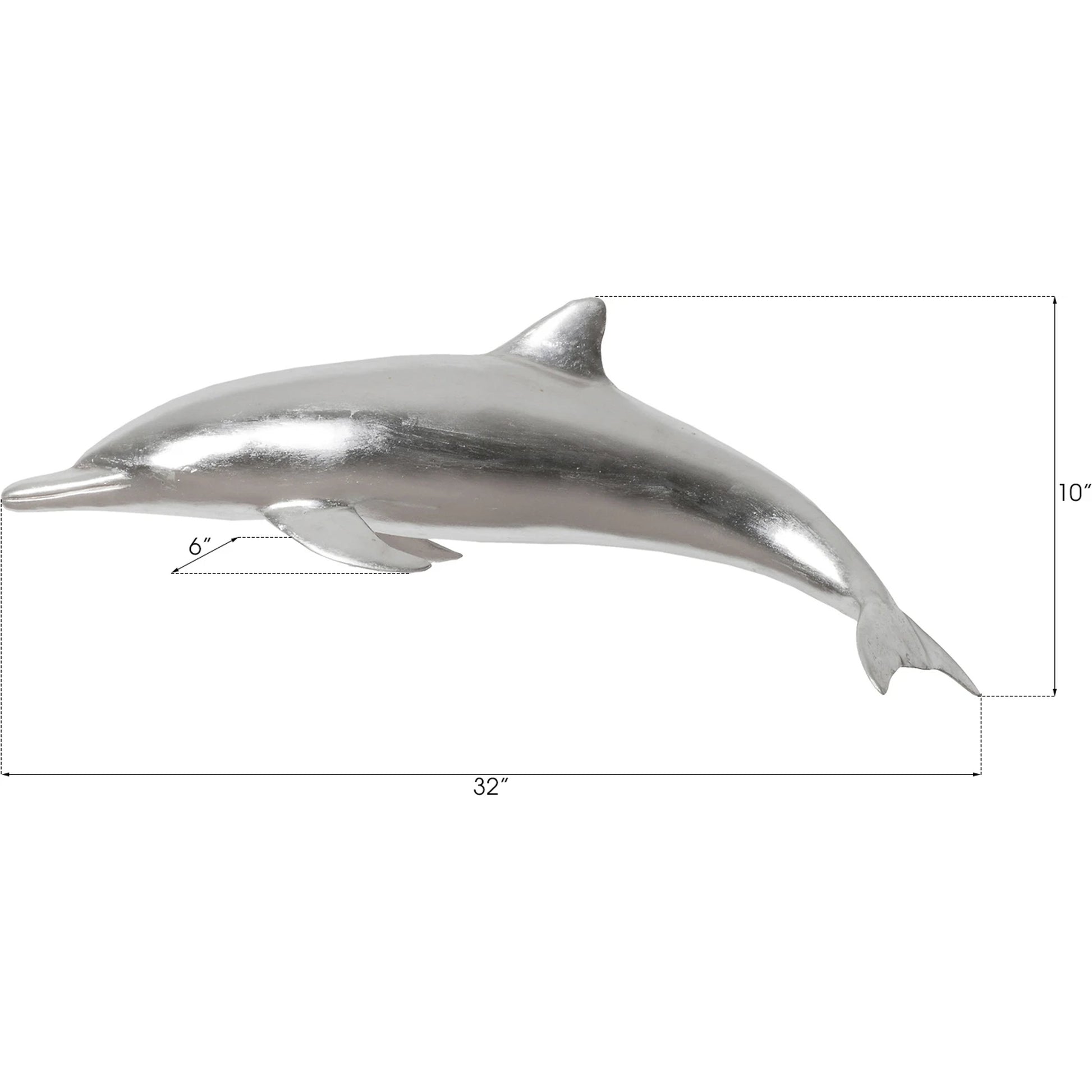Dolphin by Phillips Collection in silver. Made from resin in a coastal style.
