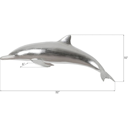 Dolphin by Phillips Collection in silver. Made from resin in a coastal style.