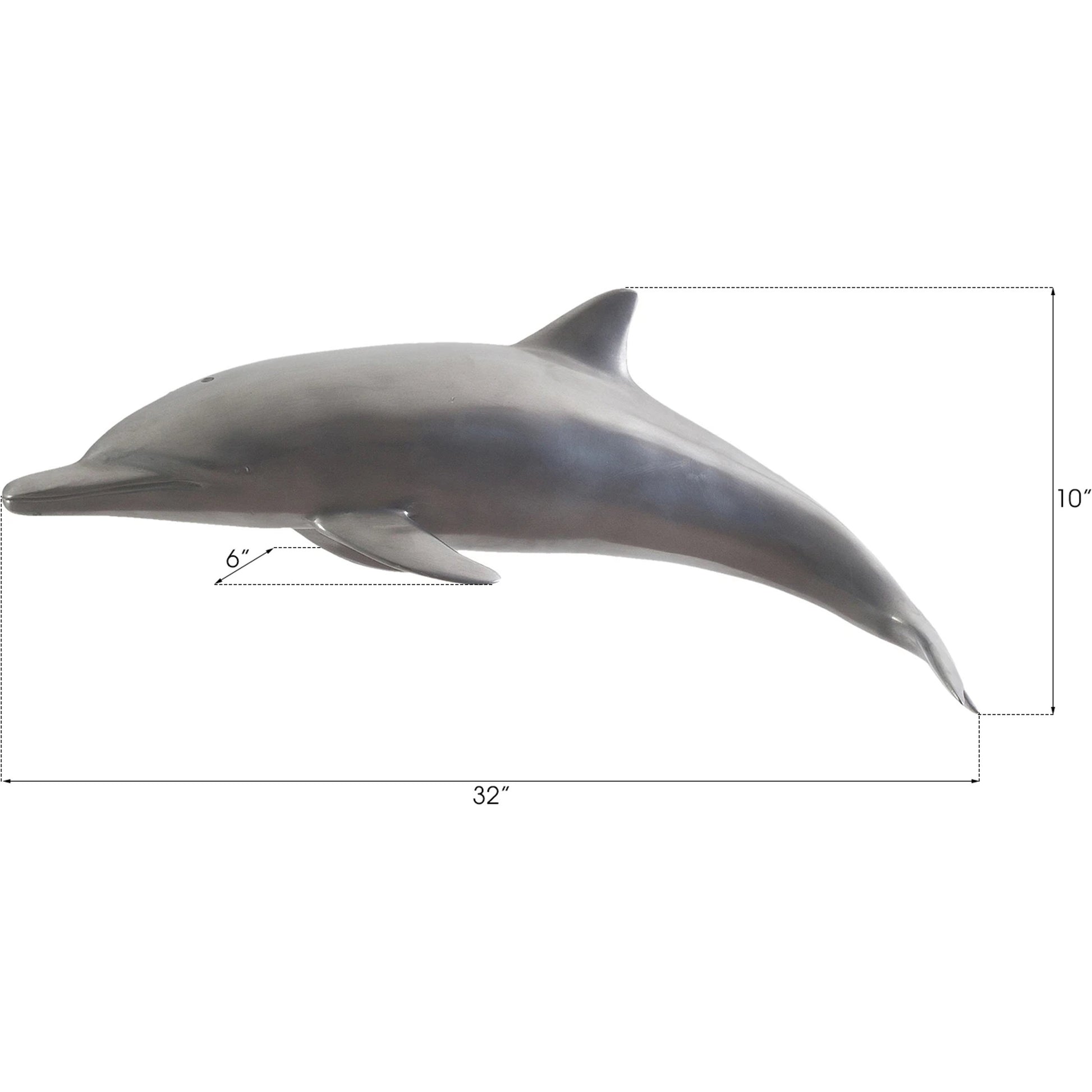 Dolphin by Phillips Collection in silver. Made from resin in a coastal style.