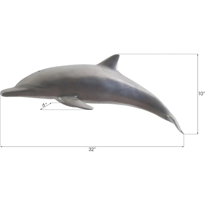 Dolphin by Phillips Collection in silver. Made from resin in a coastal style.