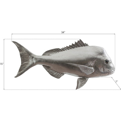 Australian Snapper Fish by Phillips Collection in silver. Made from resin in a coastal style.