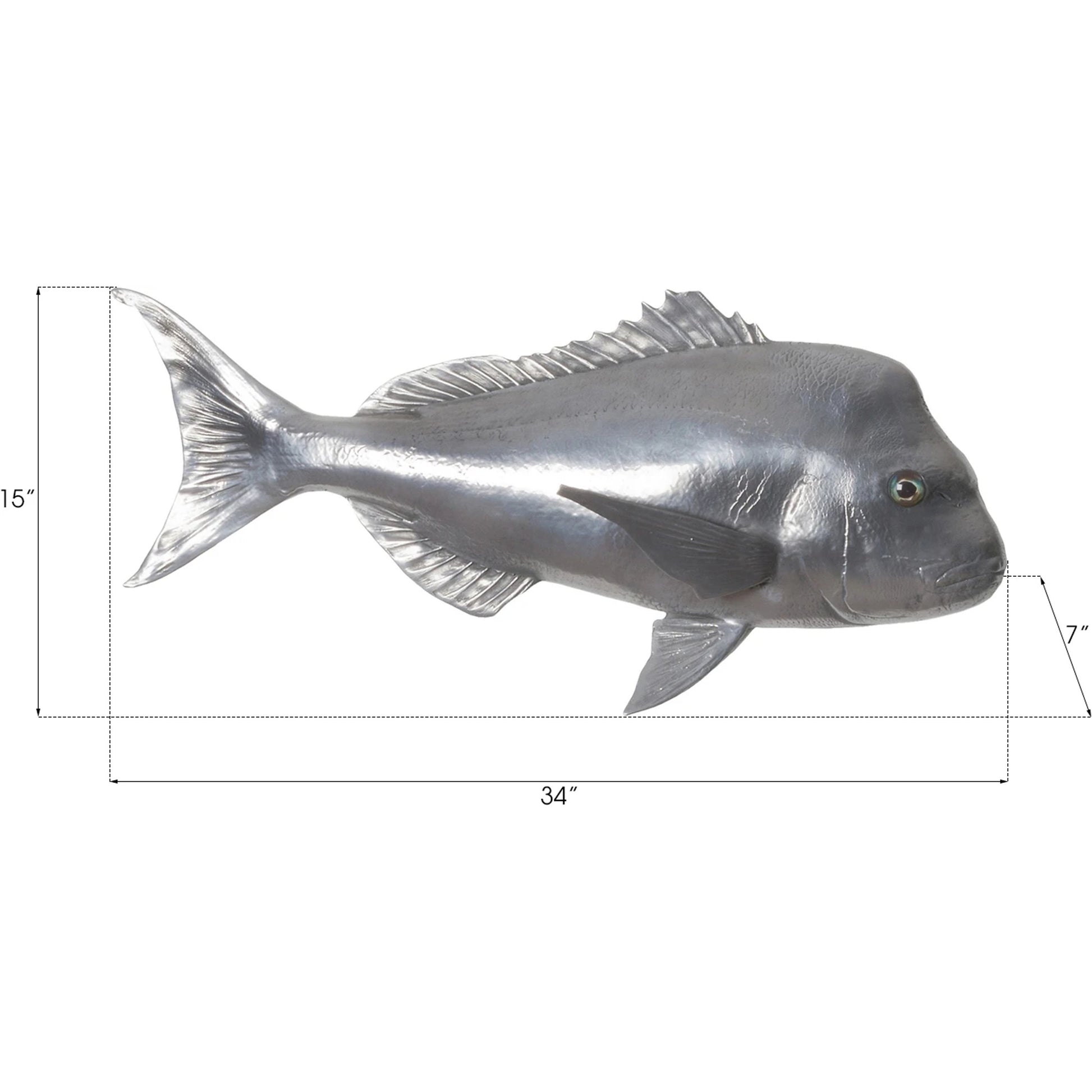 Australian Snapper Fish by Phillips Collection in silver. Made from resin in a coastal style.