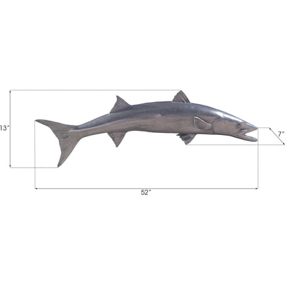 Barracuda Fish by Phillips Collection in silver. Made from resin in a coastal style.