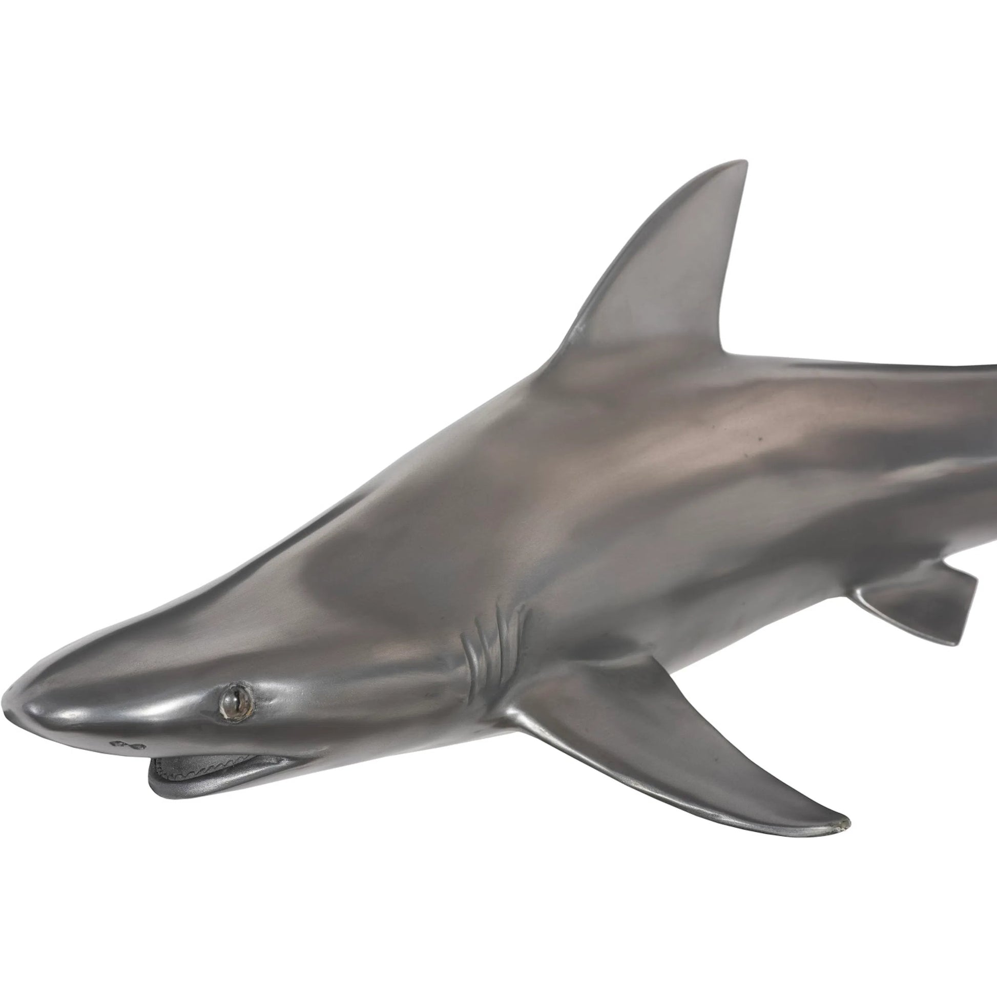 Black Tip Reef Shark by Phillips Collection in silver. Made from resin in a coastal style.