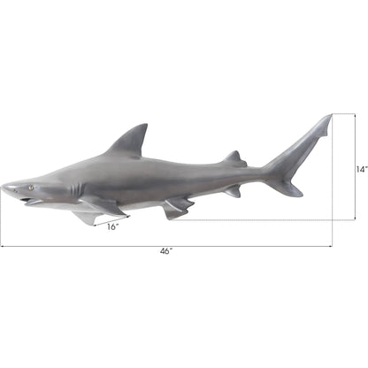 Black Tip Reef Shark by Phillips Collection in silver. Made from resin in a coastal style.