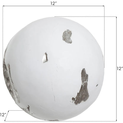 Cast Root Wall Ball by Phillips Collection in white, silver. Made from resin in a modern style.