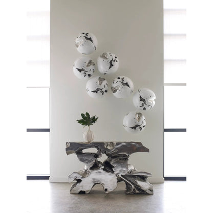 Cast Root Wall Ball by Phillips Collection in white, silver. Made from resin in a modern style.