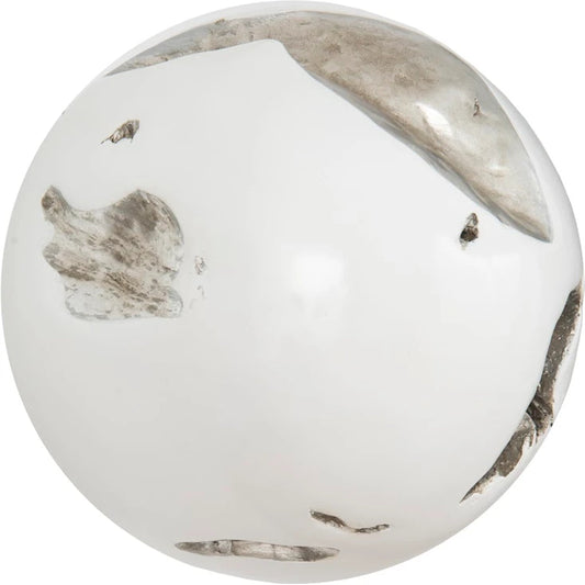 Cast Root Wall Ball by Phillips Collection in white, silver. Made from resin in a modern style.