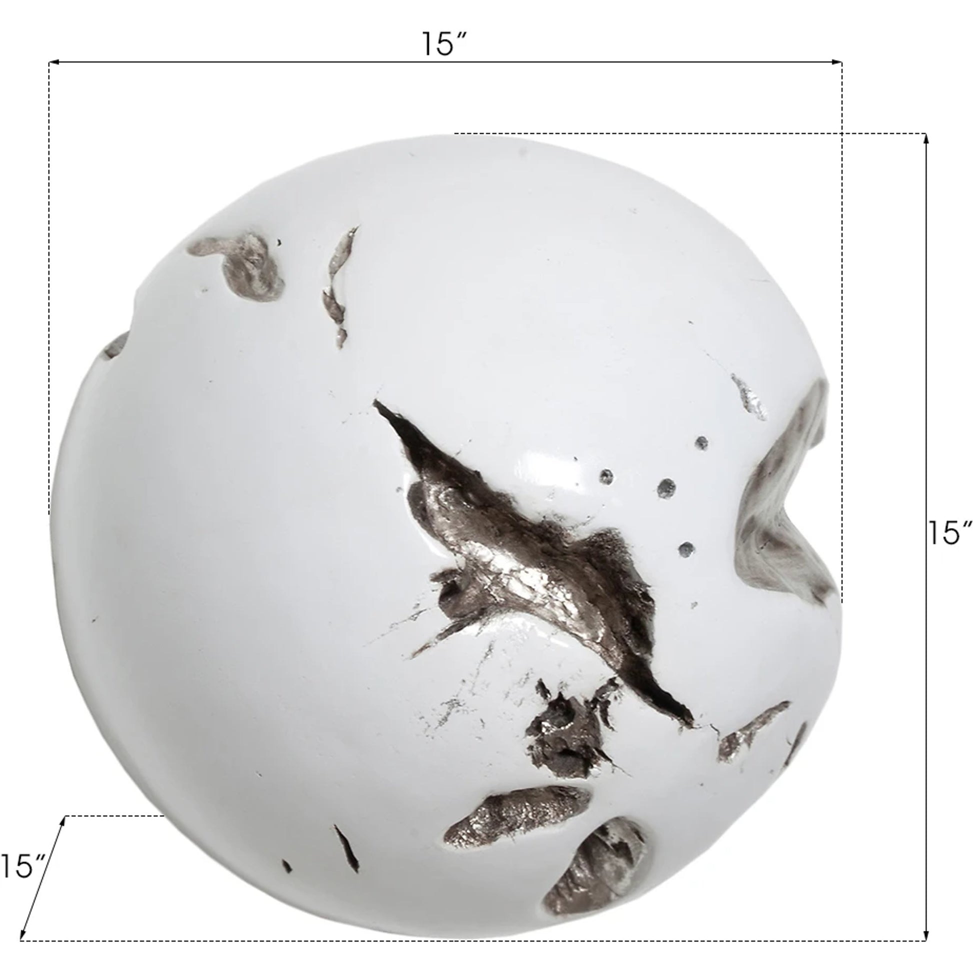 Cast Root Wall Ball by Phillips Collection in white, silver. Made from resin in a modern style.