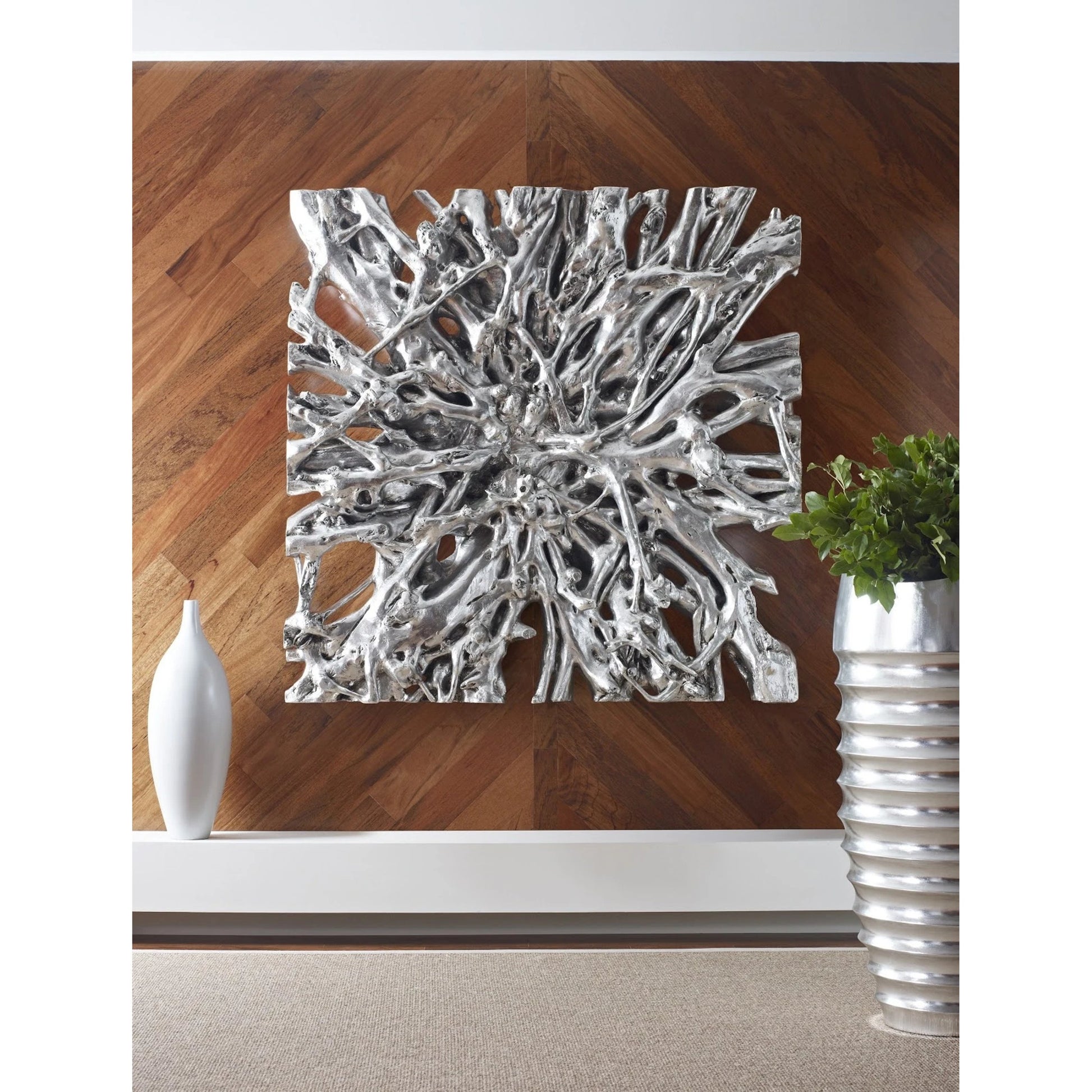 Square Root Wall Art by Phillips Collection in silver and silver leaf. Made from resin in a eclectic & global style.
