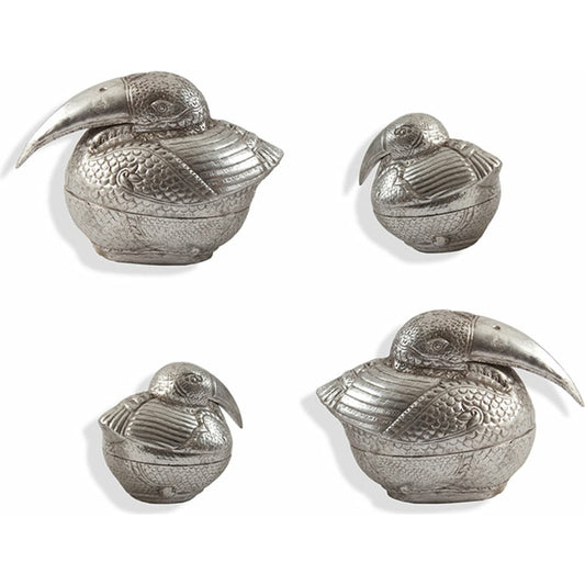 Kiwi Birds Wall Art (Set of 4) by Phillips Collection in silver and silver leaf. Made from resin in a coastal style.