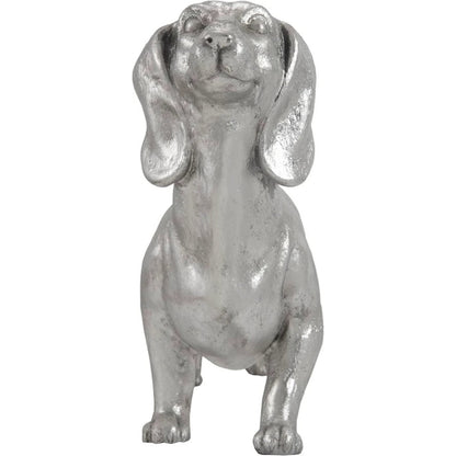Dachshund by Phillips Collection in silver and silver leaf. Made from resin in a eclectic & global style.