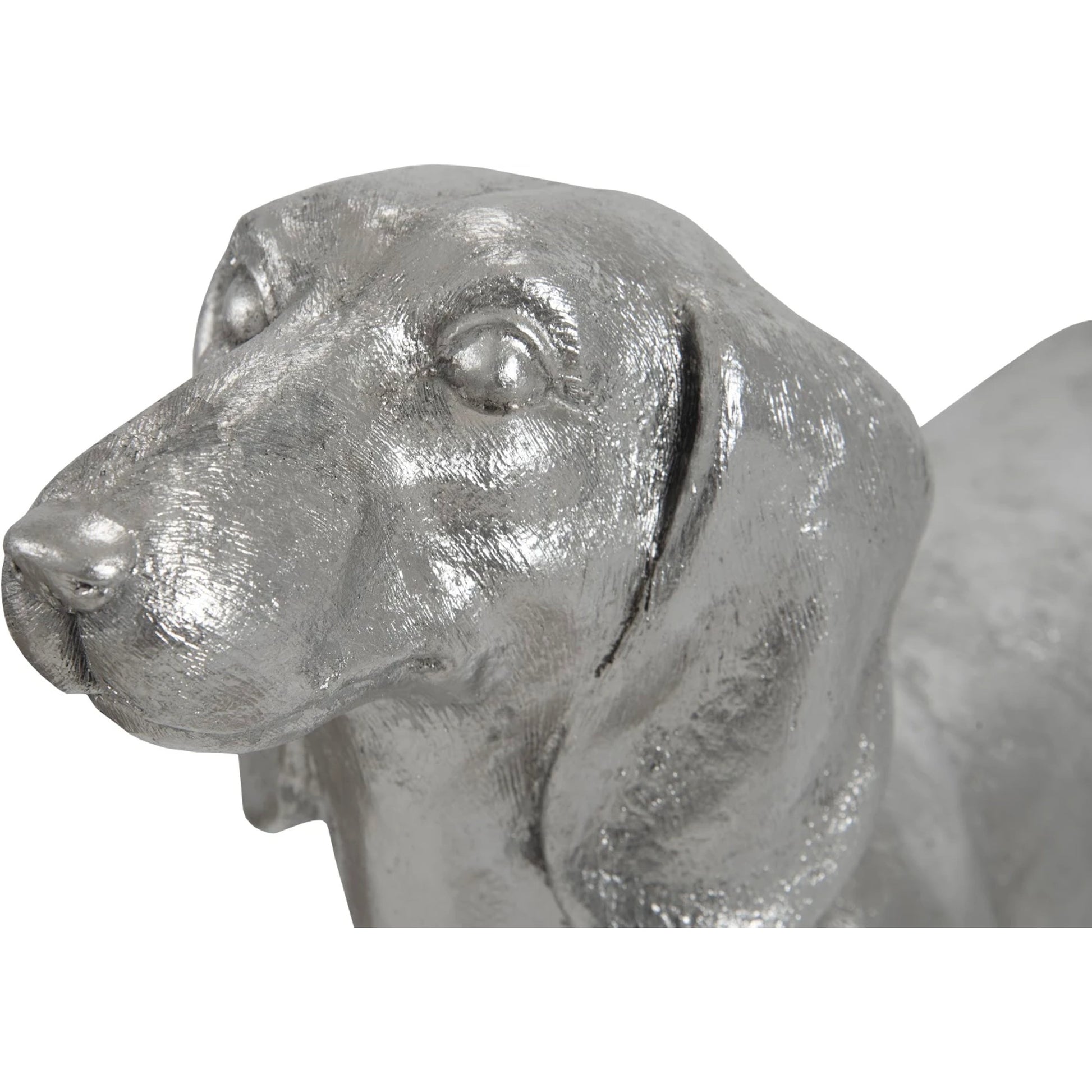 Dachshund by Phillips Collection in silver and silver leaf. Made from resin in a eclectic & global style.