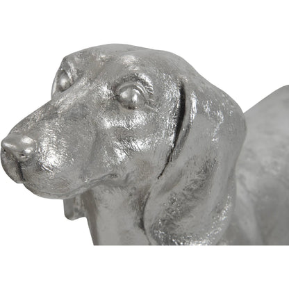 Dachshund by Phillips Collection in silver and silver leaf. Made from resin in a eclectic & global style.