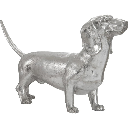Dachshund by Phillips Collection in silver and silver leaf. Made from resin in a eclectic & global style.
